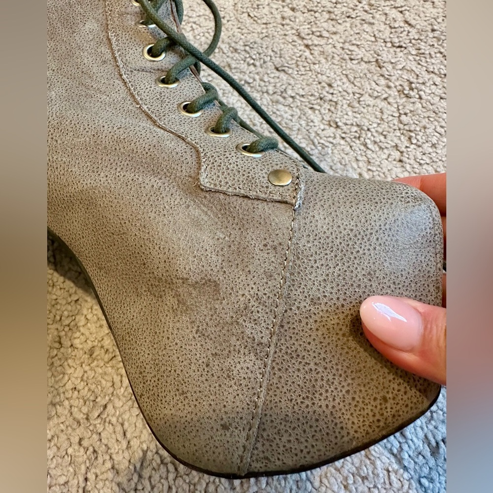 Jeffrey Campbell Gray Lace-Up Platform Ankle Boots - Picture 12 of 16